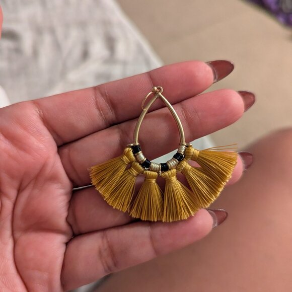 Yellow Tassel Earrings - Picture 3 of 4